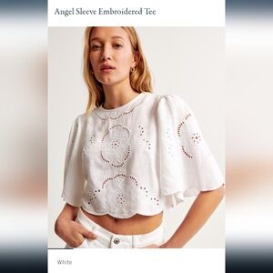 Abercrombie & Fitch Angel Sleeve Embroidered Top